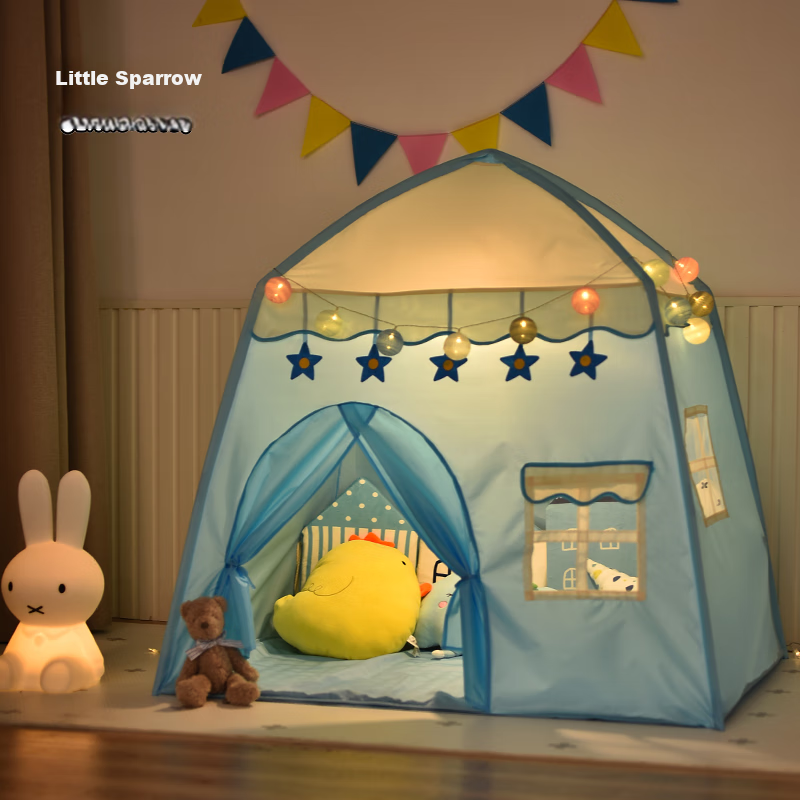 Little Dove Children's Tent Indoor Playhouse / Boys And Girls Castle / Toy Gift, Blue Castle (Including Thickened Floor Mat)