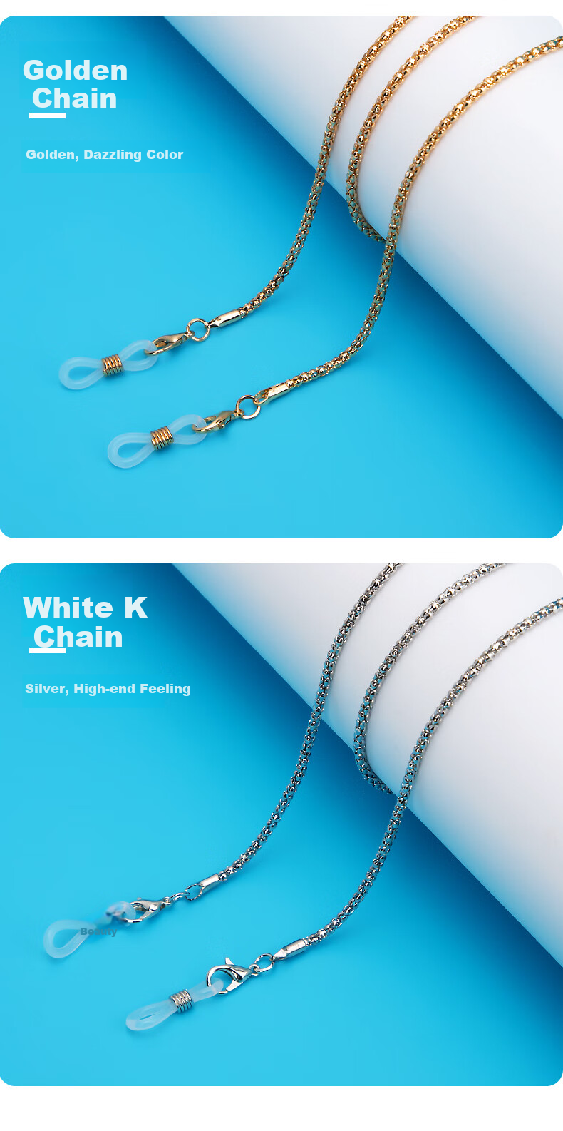DRATRA Eyeglass Chain for Men And Women, Non-Slip Chain for Sunglasses And Prescription Glasses, Neck Strap, Stainless Steel, Colorfast Snake Chain Lanyard 11
