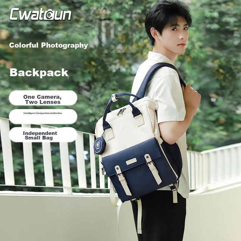 CWATCUN Camera Bag, Shoulder And Handheld Photography Bag, Casual Backpack for Women And Men, DSLR Camera Backpack Suitable for Sony, Nikon, Cano