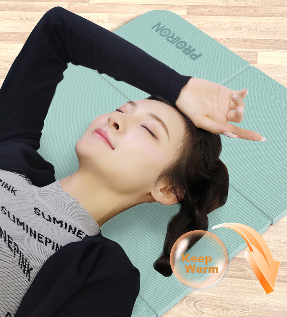 PROIRON Puli'ai Foldable Yoga Mat, TPE Portable Non-Slip Thickened Student Nap Mat, Fitness Shock-Absorbing Floor Mat for Men And Women, Gray 16