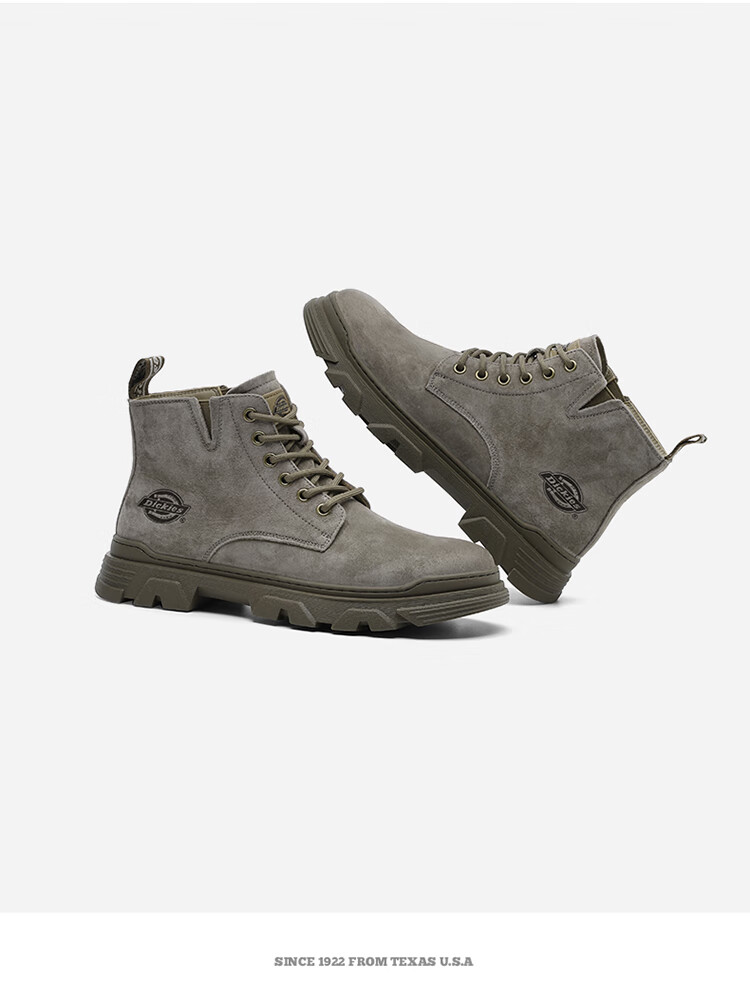 Dickies Men's High-Top Martin Boots, Thick-Soled Boots, Trendy Boots for Men And Women, Work Boots, Camel Color, Size 40 10