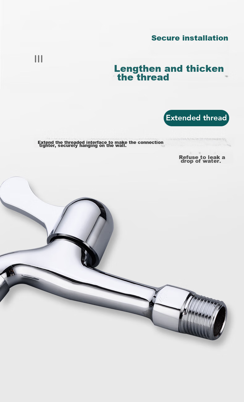 BSITN Brass Washing Machine Faucet, One Inlet Two Outlets, High Flow Rate Faucet, Extended Spout, Balcony Faucet B052 9