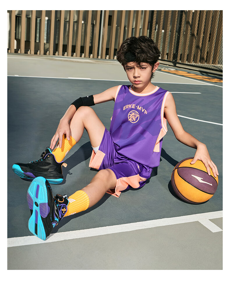 ERKE Kids Boys Youth Summer Outdoor Sports Basketball Set Glazed Purple 150 13