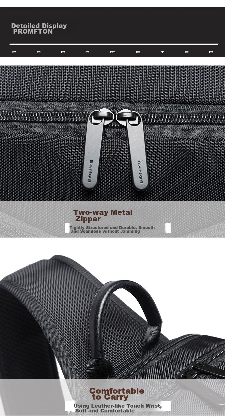 Bange Chest Bag for Men, Travel Shoulder Bag, Business Casual, Multi-Compartment, Large Capacity, Versatile, 11-Inch Tablet Crossbody Bag, Black 15