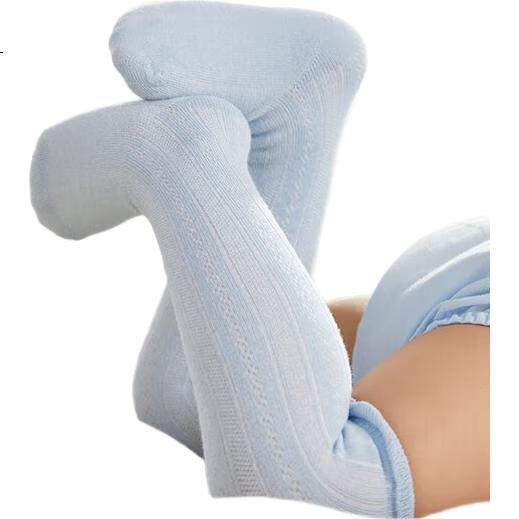 Детские носки PurCotton, для новорожденных, хлопок, до колена, 14-16 см, 3 пары, голубой + молочный + серый