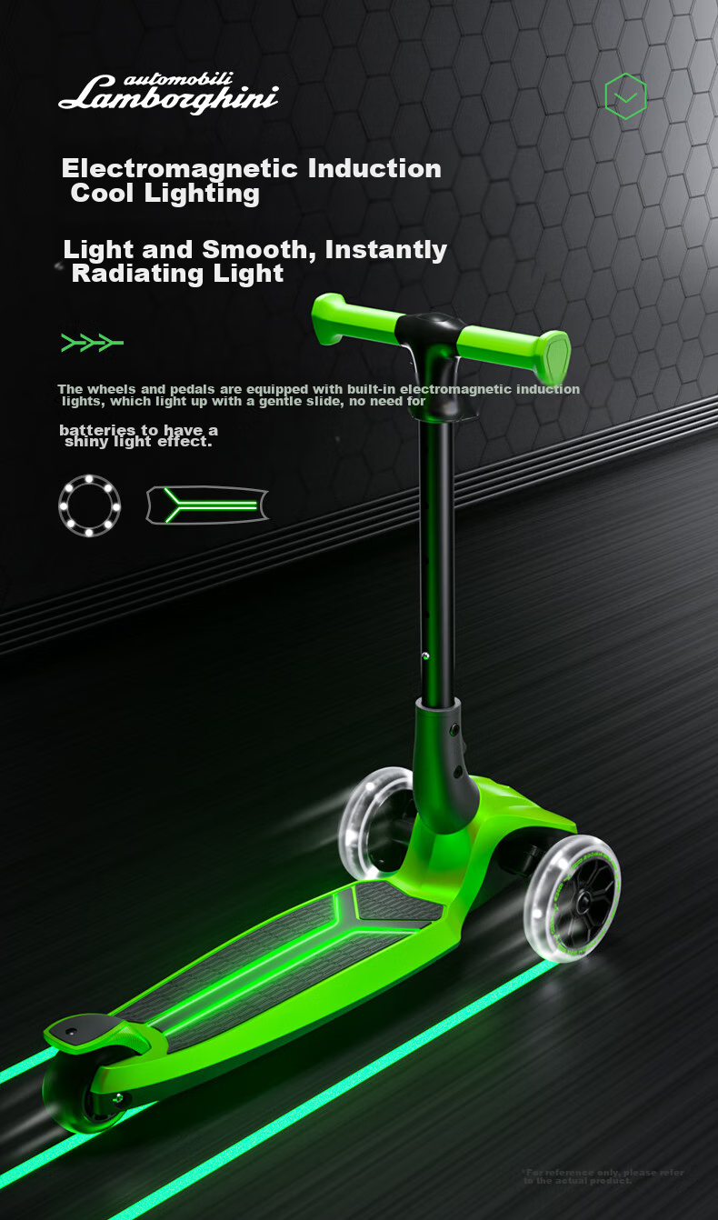 Kick'n'Roll Children's Scooter for Boys And Girls Aged 3-12, Birthday Gift with Flashing Wheels, Electromagnetic Light-Up Pedals, Sky Blue 6