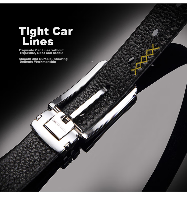 CROCODILE Genuine Top-Grain Leather Women's Pin Buckle Belt, Versatile Waistband, Birthday Gift for Girlfriend, T1806 Black 6
