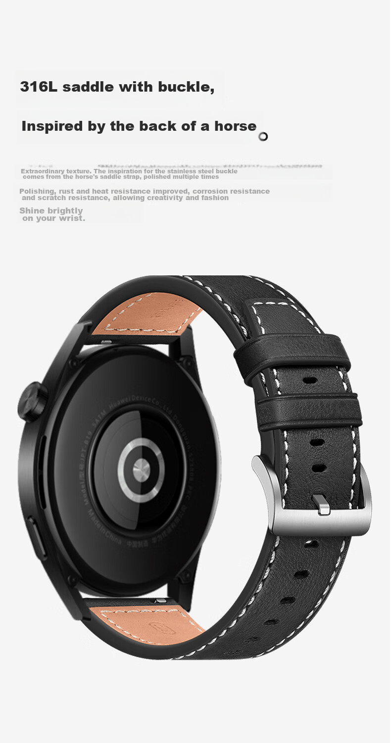 CangHua Leather Watch Strap Compatible with OPPO Watch X3/X2/X/XS/S2/4 Pro, OnePlus Watch 2, Small Calfskin Fashion Band, Brow 18