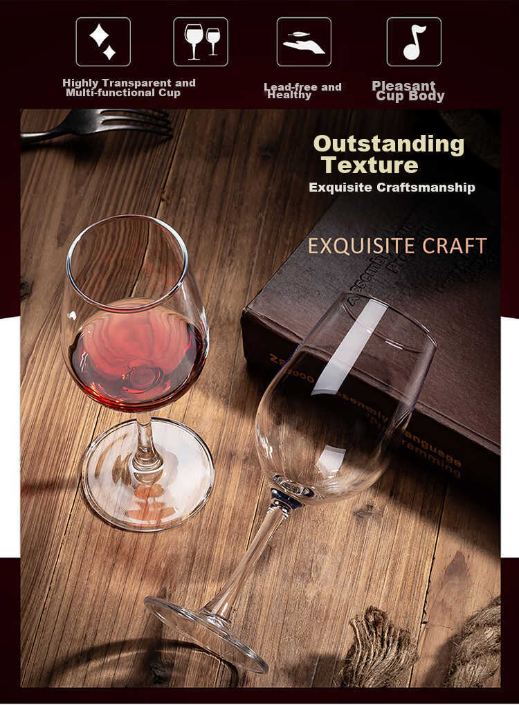 Green Apple Tempered Glass Wine Glasses 520ml*6 Set Sturdy Shatterproof Stemmed Glasses for Red and White Wine 11