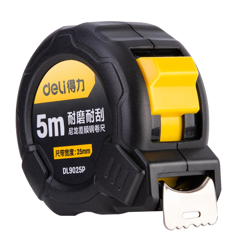 Deli Nylon-Coated Steel Tape Measure, Drop-Resistant, Scratch-Resistant, Waterproof Ruler, Pull Ruler, Measuring Tape, 5m X 25mm