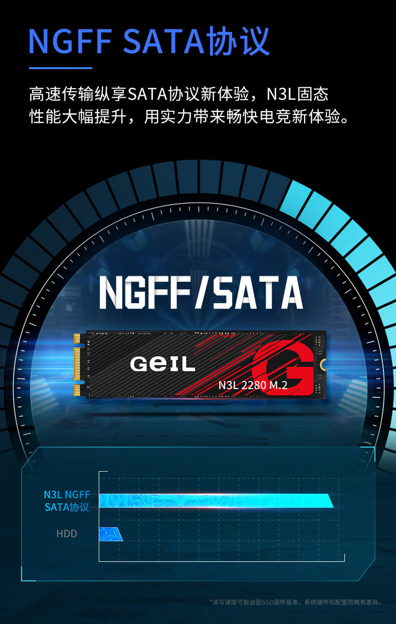 GEIL Jinbang 2TB SSD, M.2 SATA Protocol, 2280 NGFF, for Desktop And Laptop, High-Speed 500MB/S, N3L Series 5