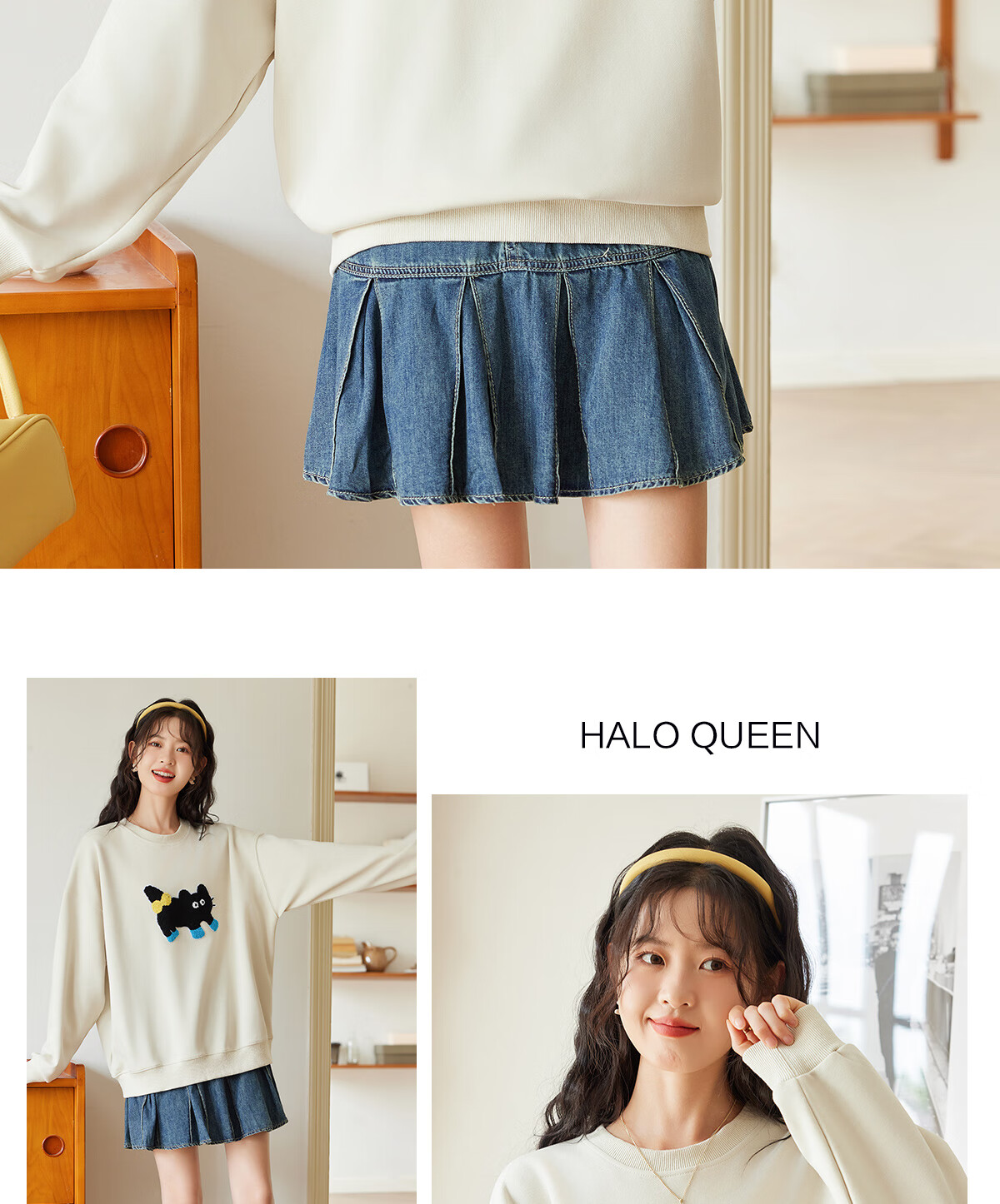 Halo Queen Women's Sweatshirt, Spring And Autumn Round Neck, Letter Print, Fashionable Versatile Comfortable Casual Pullover Top, New Product H143W1028 34