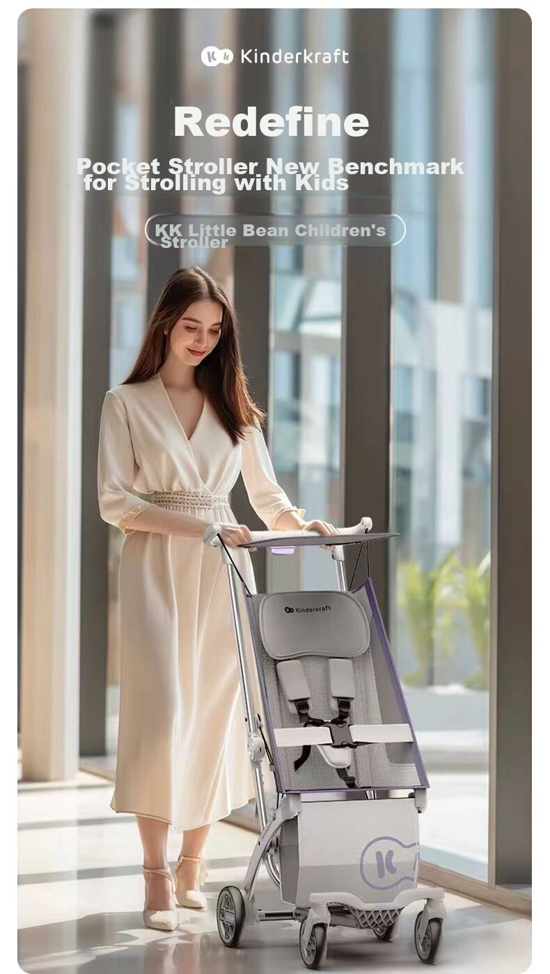 KinderKraft KK Pocket Stroller, Xiaohan Dou Walking Aid, Lightweight Stroller for Babies, Foldable And Compact Baby Carriage, Gray 4