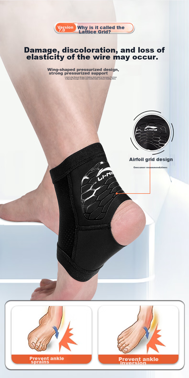 Li-Ning Ankle Brace, Sprain Protection Sleeve, Post-Injury Stabilization for Wrist And Ankle Joints, Basketball Sports Strain Support, Lightweight And Thi 3