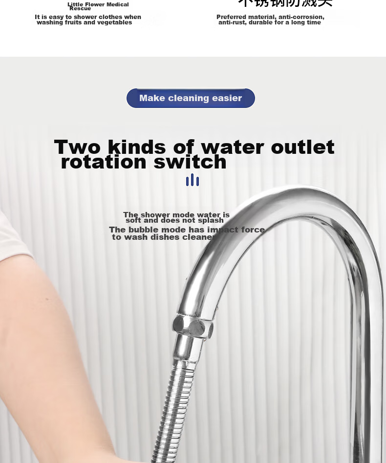 BJ Faucet Extender, Splash-Proof Head, Anti-Splash Faucet, Kitchen Universal Faucet Filter, Water-Saving Aerator 4