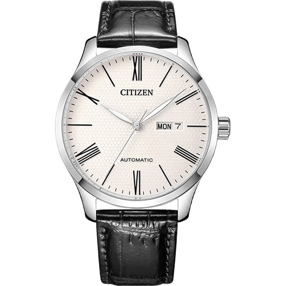 Мужские механические часы Citizen NH8350-08A с кожаным ремешком, автоматический механизм, дата, водозащита 50м