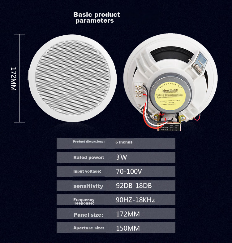 Newmine R16 Constant Voltage Ceiling Speaker Sound System Set, Suspended Ceiling Background Music Public Address Amplifier Speaker System (One-To) 15