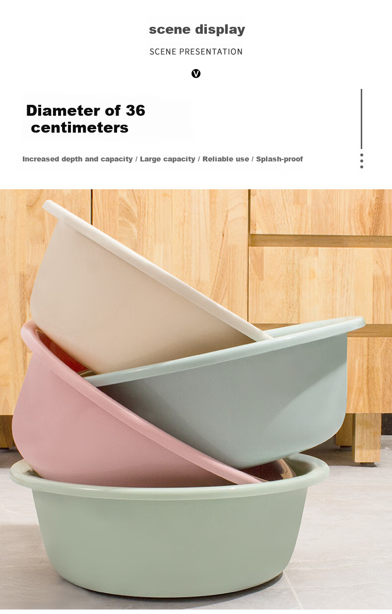 Fuaijia Face Basin, 36cm Thick, 2 Pieces, Vegetable Washing Basin, Student Plastic Basin, Foot Washing Basin, Foot Soaking Basin, Hand Washing Basin, Laundry Basi 5
