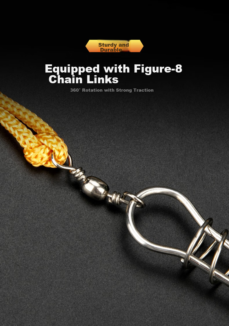 Kemailei Portable Stainless Steel Fish Lock Clasp, Multifunctional Fish Rope Lock Clasp, Fishing Accessories 5