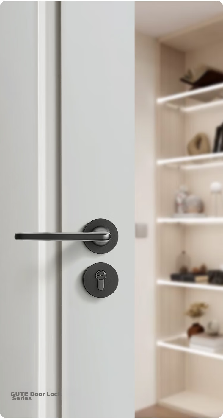 GUTE Door Lock, Interior Room Door Lock, Bedroom Door Lock, Bathroom Solid Wood Door Handle, Quiet Noise Reduction Door Lock Hardware, Matte Black Color 4