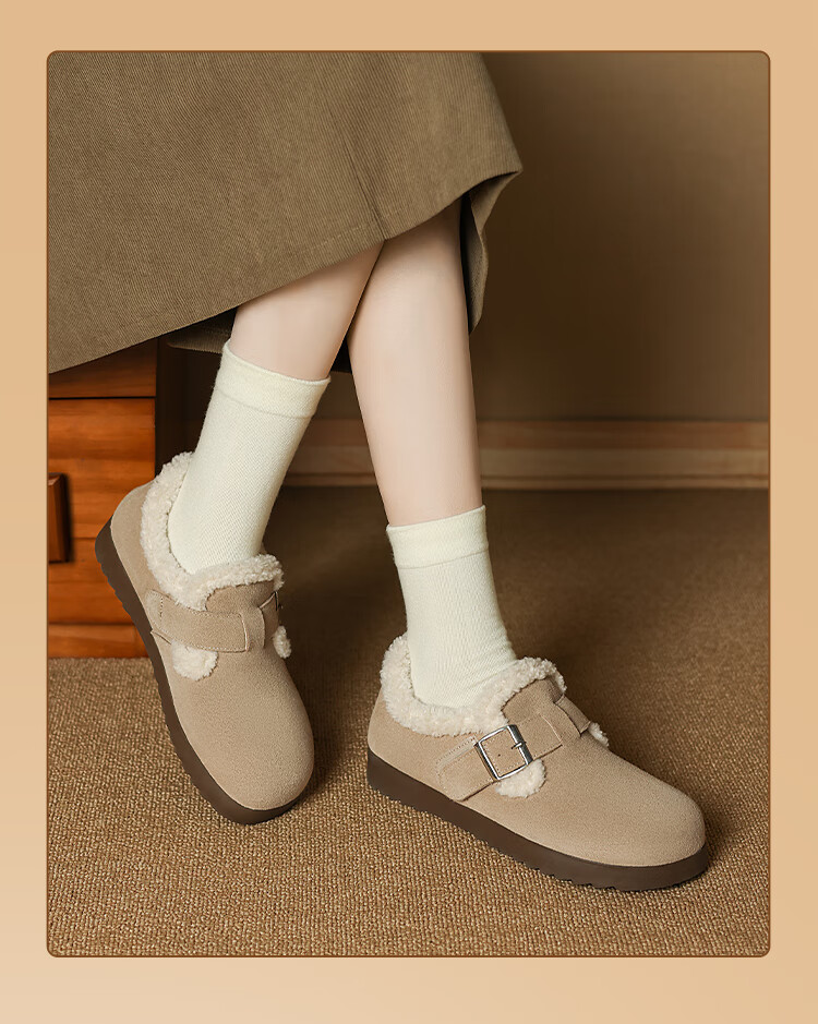 ZHR Bokeng Women's Retro Soft-Soled Slip-On Shoes, Soft Breathable Genuine Leather Casual Flats, AB55 Khaki, Size 39 12