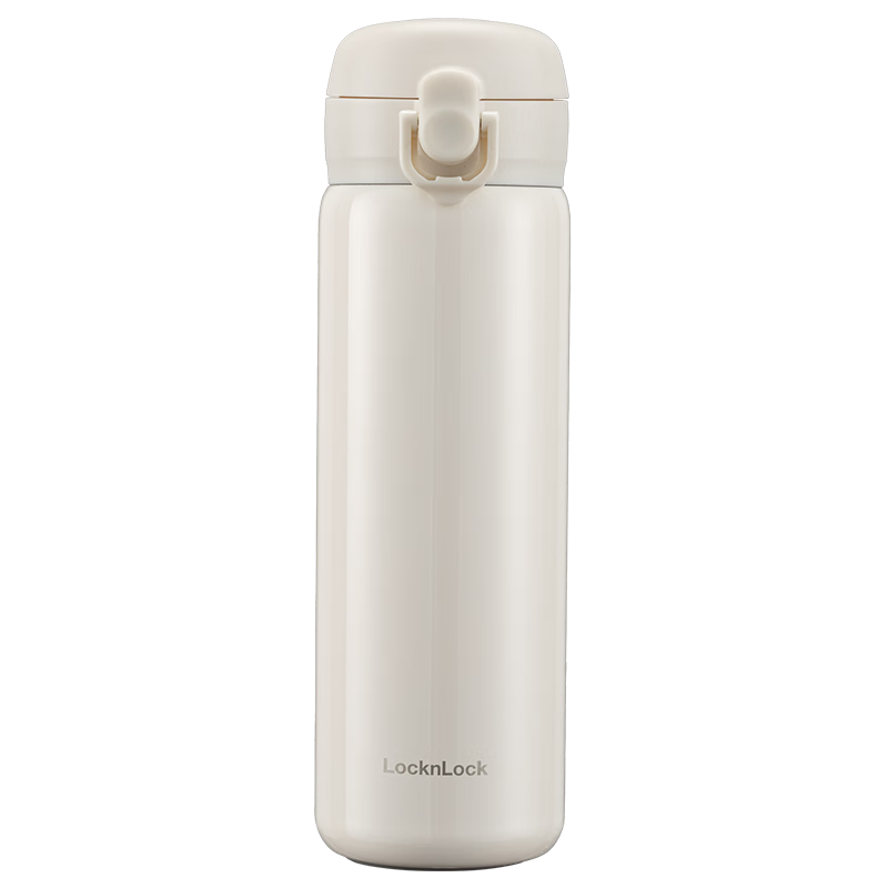 LOCK&LOCK Simple Spring Lid Insulated Mug for Men And Women, Stylish Thermos for Students, Portable Water Bottle, 480ML White