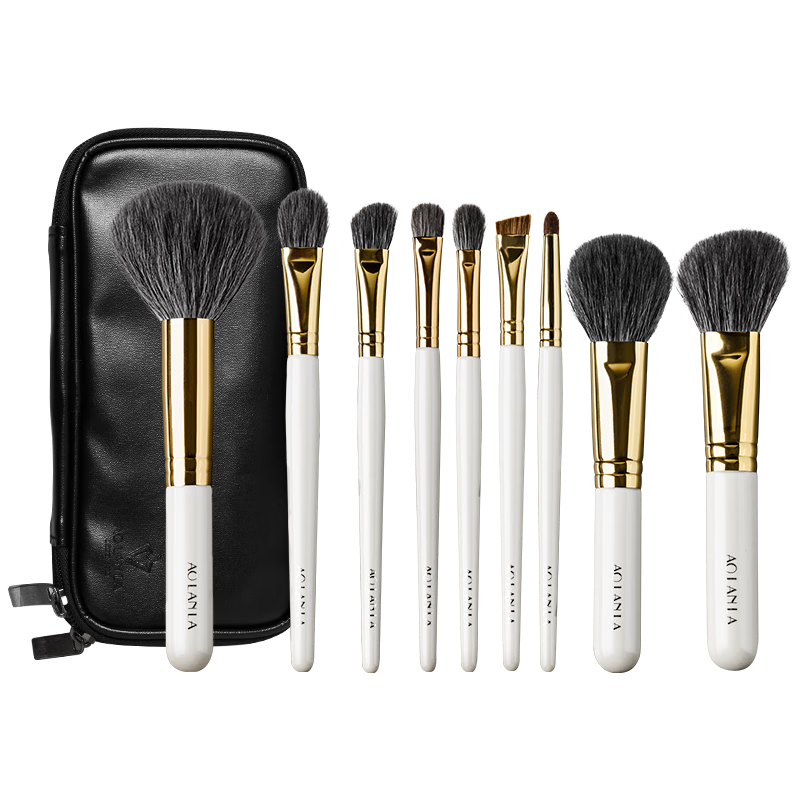 AOLANLA Premium White Swan Makeup Brush Set, 9 Pieces, Animal Hair Powder Blush Brushes, Birthday Gift for Girlfriend Or Wife