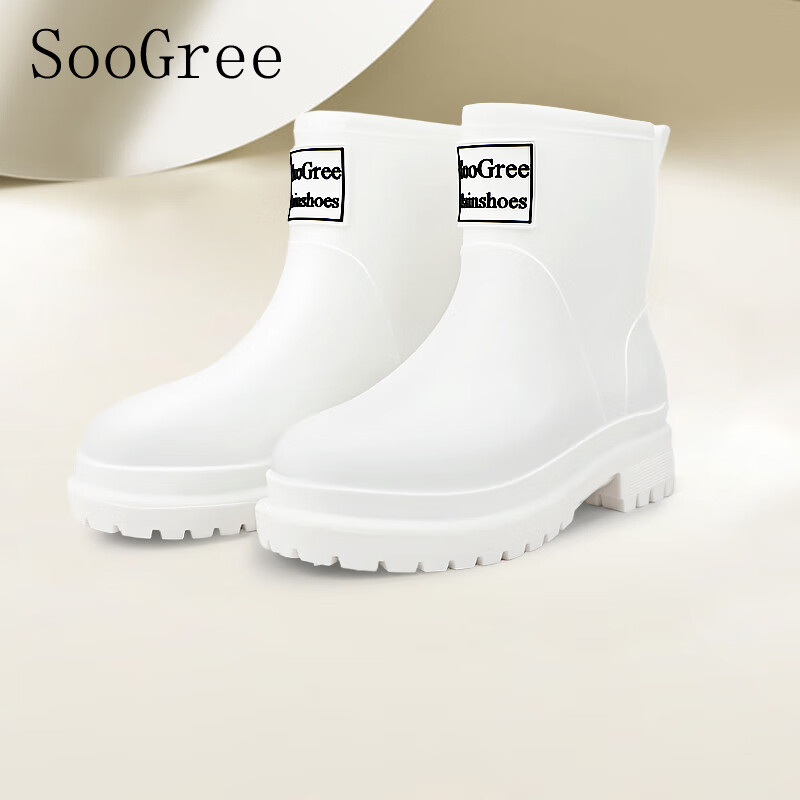 SooGree Mid-Calf Rain Boots for Women, Non-Slip Waterproof Wear-Resistant Outdoor Rainy Day Fishing Delivery Specialized Work Shoes