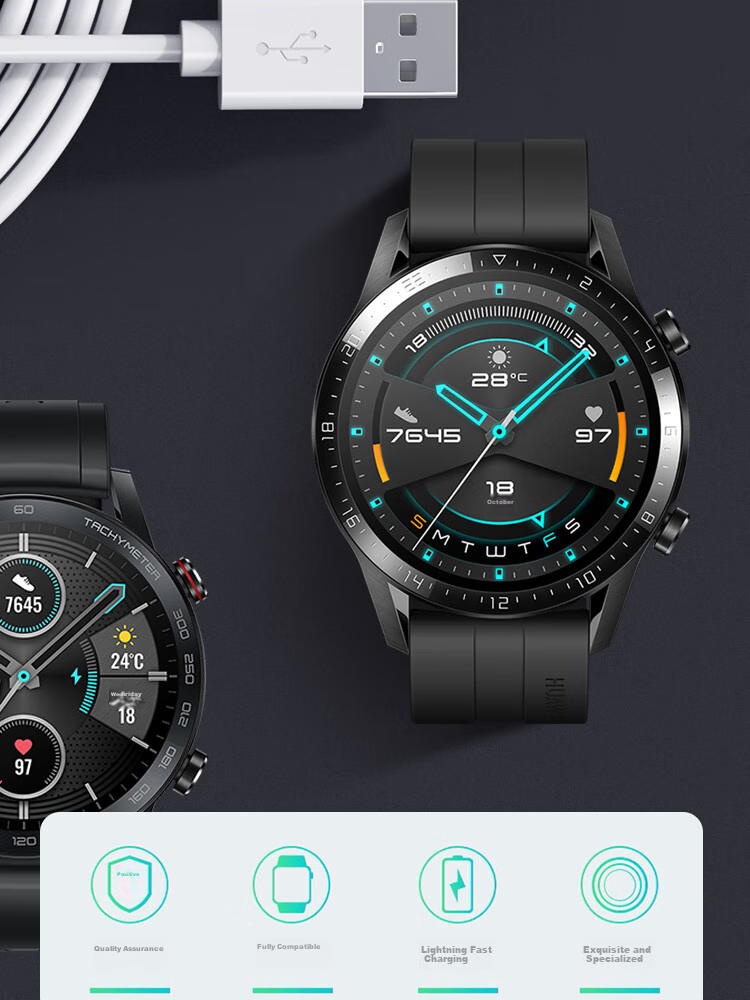 ESCASE Huawei Watch Charger, Compatible with Watch GT/GT2/2E, Honor Magic2/GS/pro Bracelet, Huawei Porsche Charging Cable, Touchpoint Charging Dock, 1 Meter 2