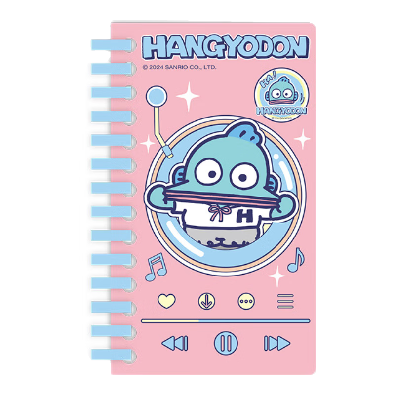 GuangBo X Sanrio Series Soft Spiral Notebook with Horizontal Lines, Student Planner, Journal, Diary, Half-Person Fish Design, Red, 70*120mm/68 Sheets KT81403