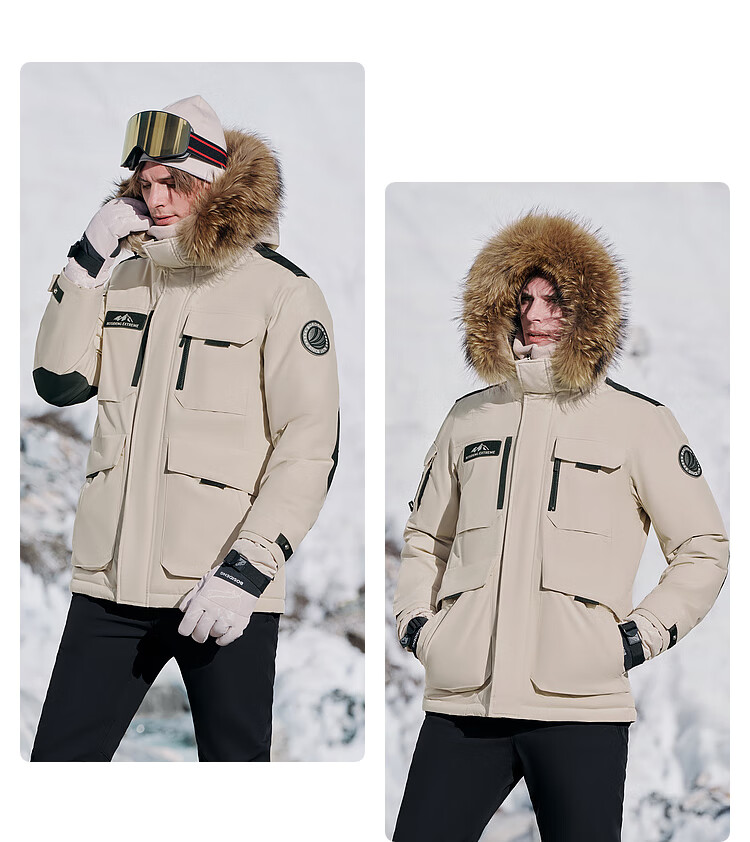 Bosideng Harbin Series Winter Down Jacket Unisex Short Hooded Coat with Large Fur Collar Goose Down 19