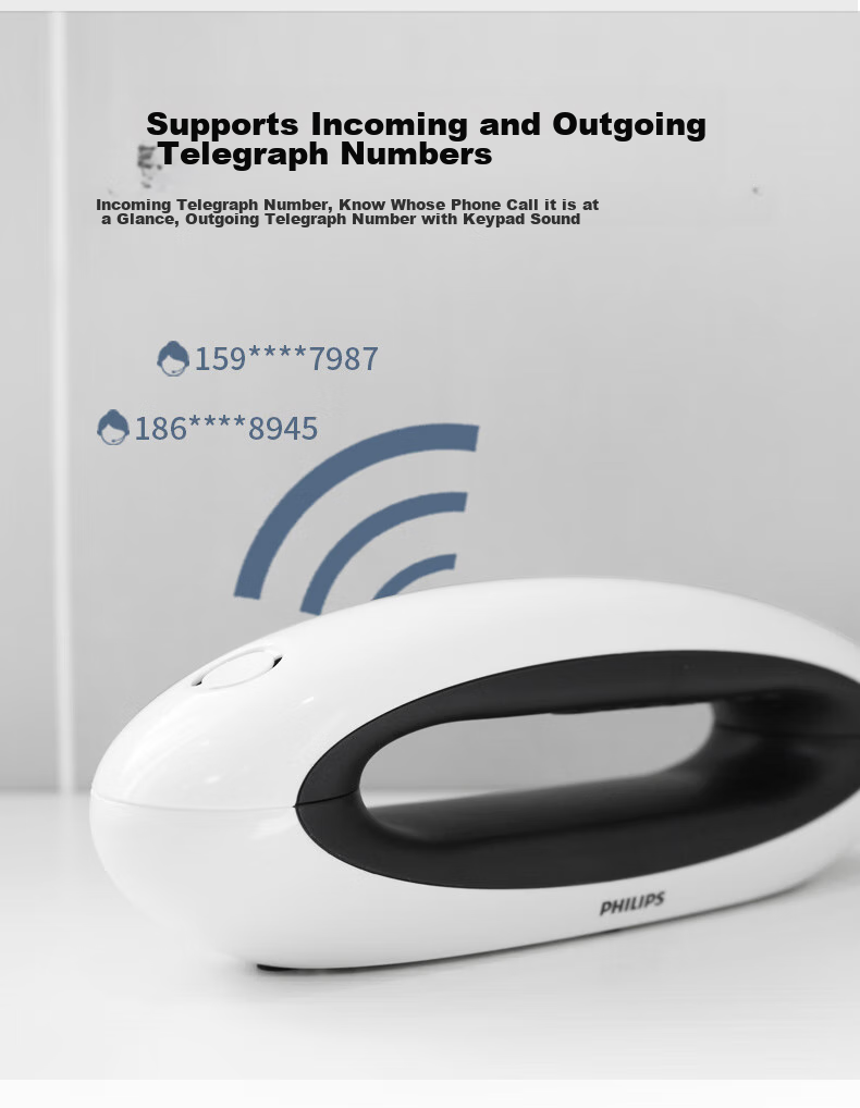 PHILIPS Cordless Telephone, Wireless Landline Phone, Parent-Child Handset, for Office And Home Use, White Backlit Screen, Long Standby Time, DCTG5502, Red 3