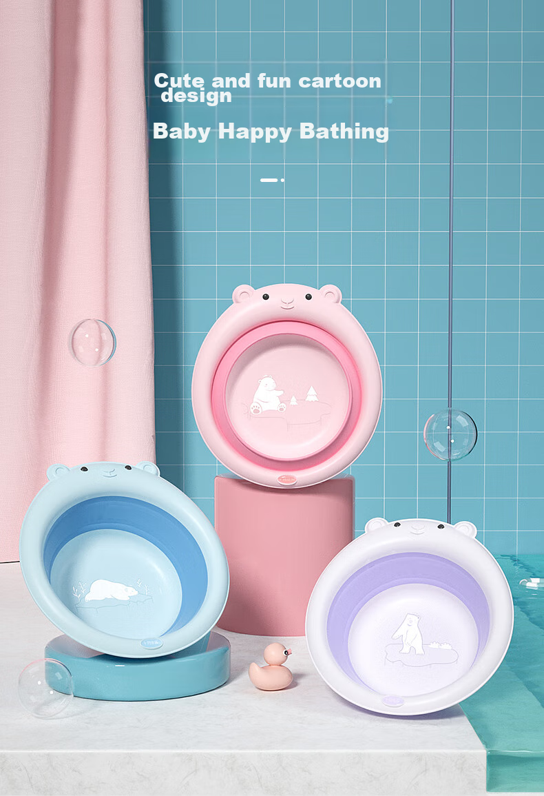 Shiyuejiejing Baby Wash Basin, Newborn Bath Tub, Foot Washing Basin, Children's Foldable Basin, Light Yellow, 1 Piece 8
