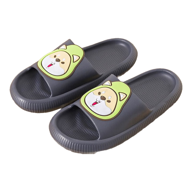 Huameijianbu Cartoon Dog Parent-Child Style Bathroom Indoor And Outdoor Wear Soft Elastic Slippers Men's Model HM901817 Dark Gray Size 44-45