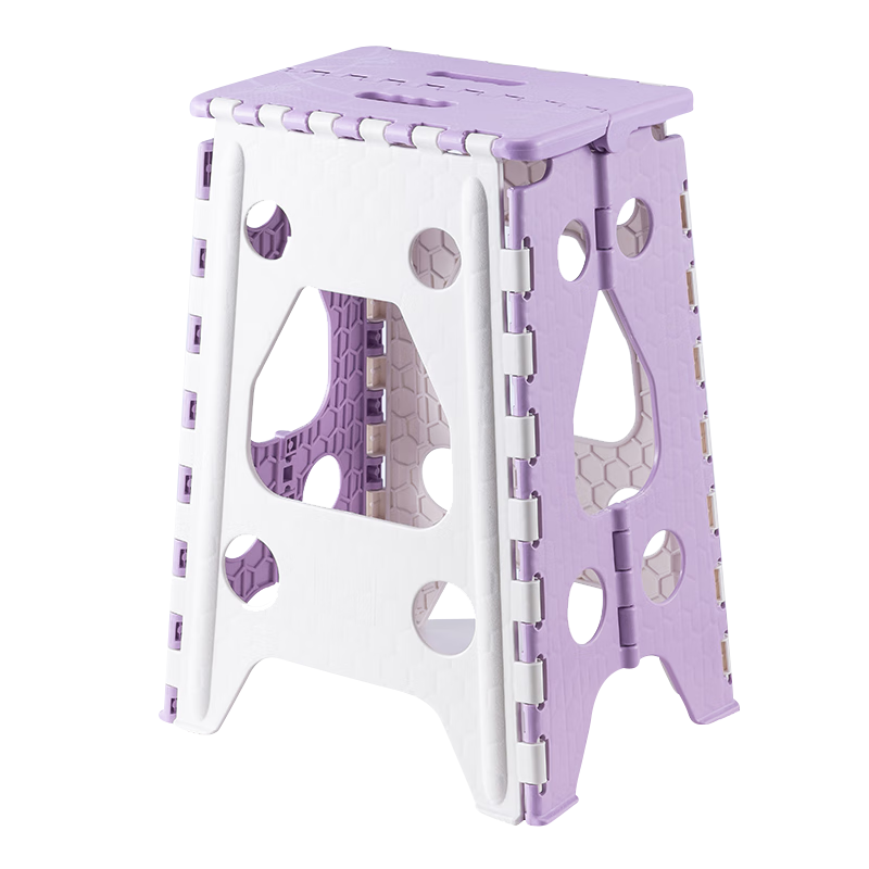 Haoer Foldable Plastic Stool, Portable Outdoor Space-Saving Sturdy High Stool, Fishing Seat for Home Use, Purple High 46cm