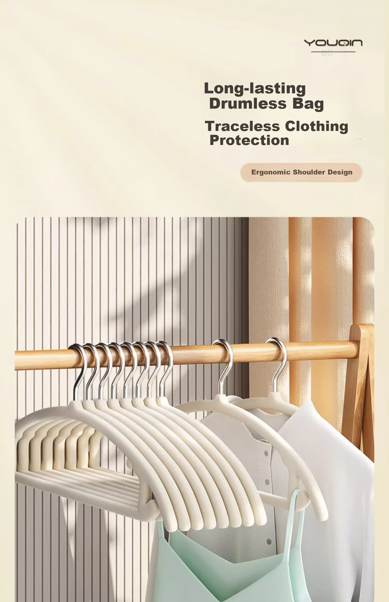MUYA Flocked Hangers, Household Non-Slip Anti-Shoulder Angle Hangers, 10-Pack Seamless Hangers 3