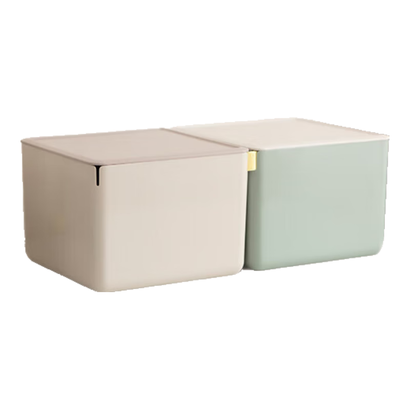 Deli Xdomo Series Storage Box with Lid, Office And Makeup Organizer with Silicone Clasp, Light Gray Tall Square XDM13