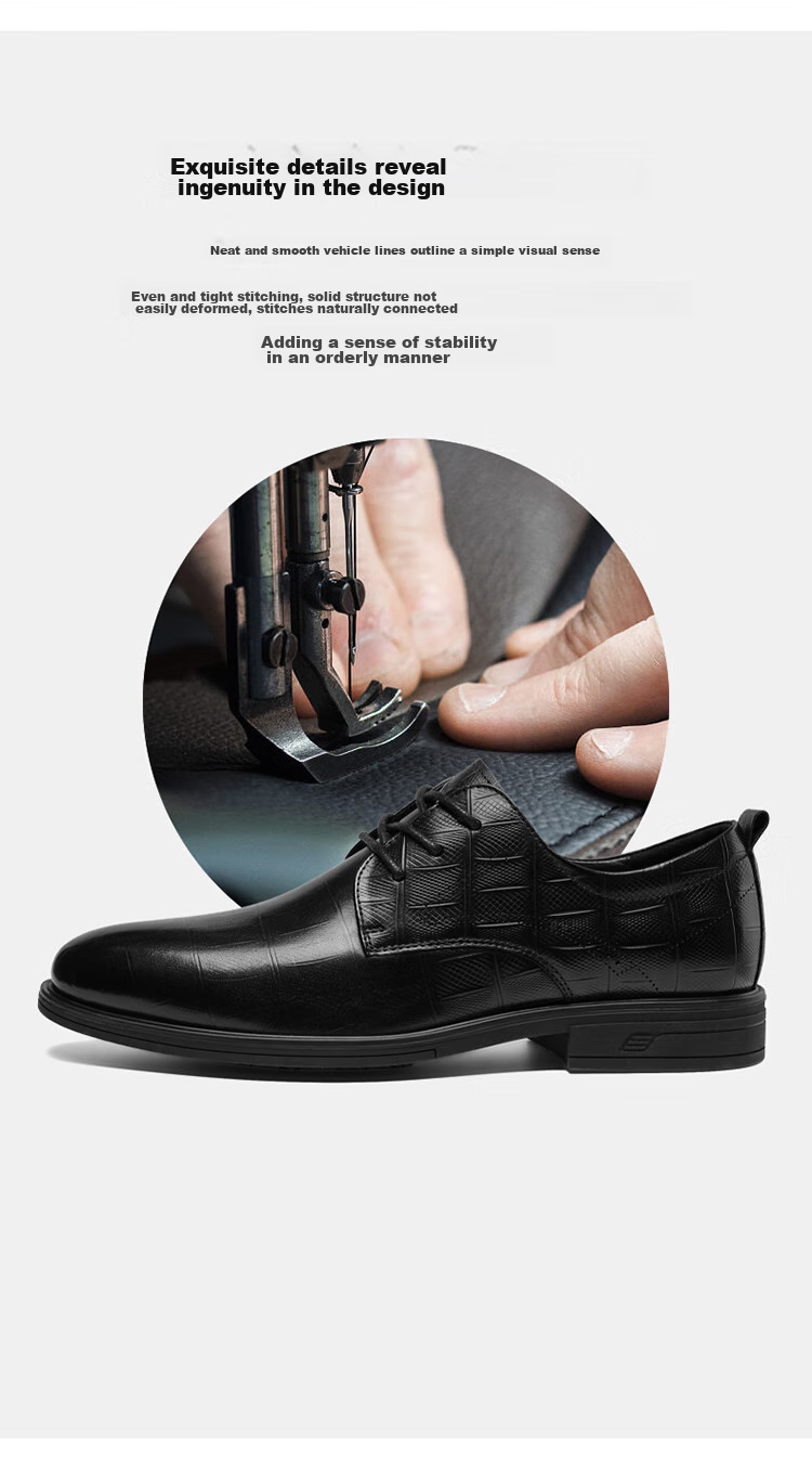 PLAYBOY Leather Shoes for Men, Spring/summer 2026 British Business Casual Shoes, Top-Grain Cowhide Formal Shoes, Black, Size 44 4