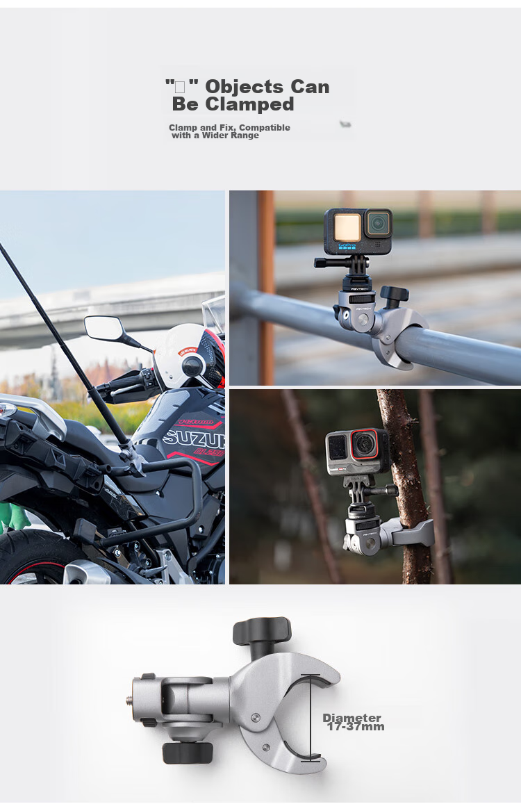 PGYTECH Action Camera Mount, Pocket3 Motorcycle Rearview Mirror Bracket, Metal Clamp, Insta360 Cycling Mount, GoPro Multifunctional Live Streaming Photography Action5pro Bracket 3