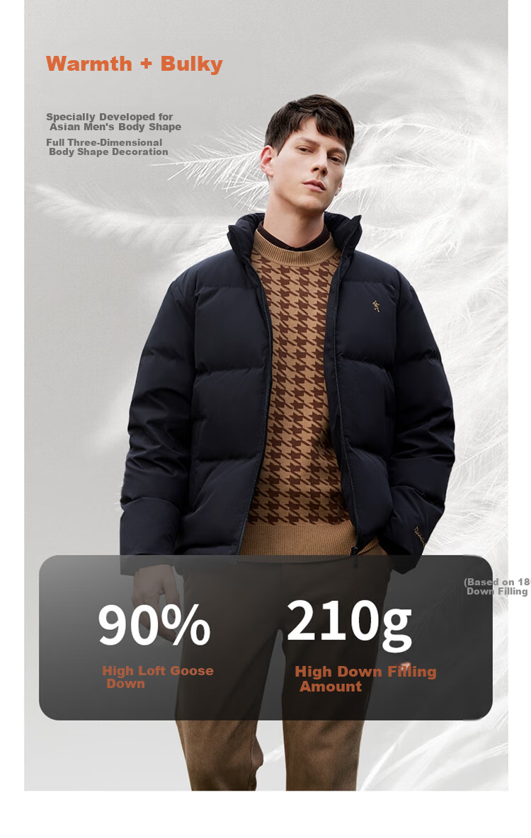 DANCING WOLVES [90% Goose Down] Autumn And Winter Heat-Locking Warm Stand-Collar Workwear Jacket Men's down Coat, 001 Black, Size 165 4