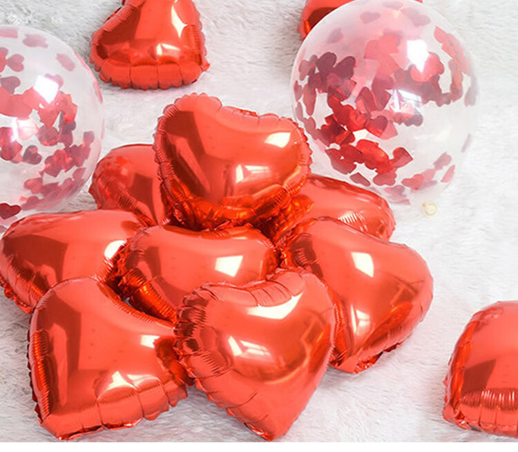 Jingtang Red Heart-Shaped Aluminum Foil Balloon, Valentine's Day Pink Floating, Engagement Romantic Decoration, Wedding Proposal Heart-Shaped Ornament 12