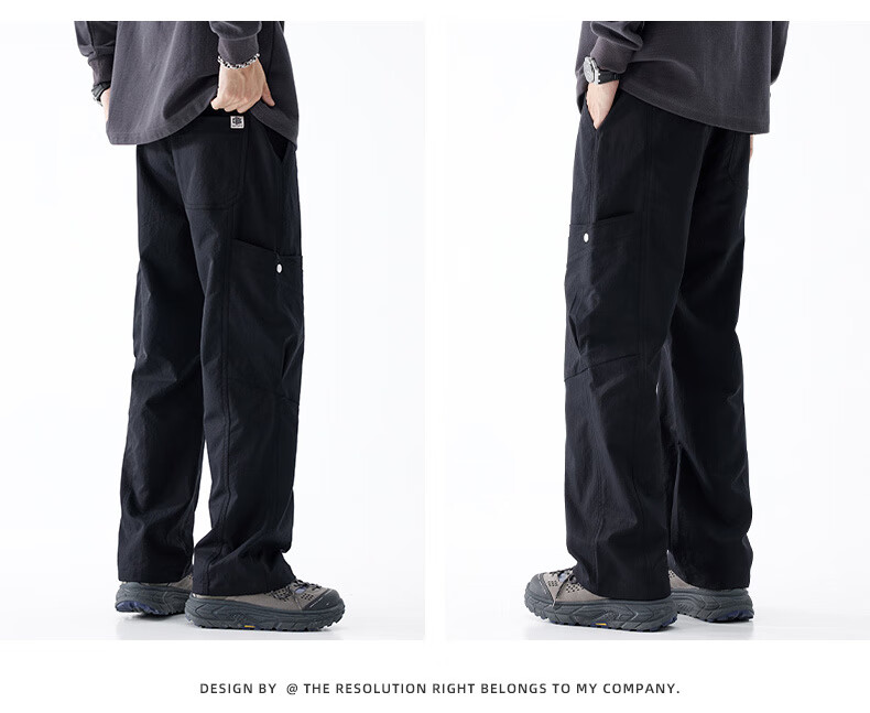 JEEP SPIRIT Men's Cargo Pants, Spring Straight-Leg Casual Trousers, Loose-Fitting Sweatpants, Versatile Comfortable Men's Pants, Black, 3XL 12