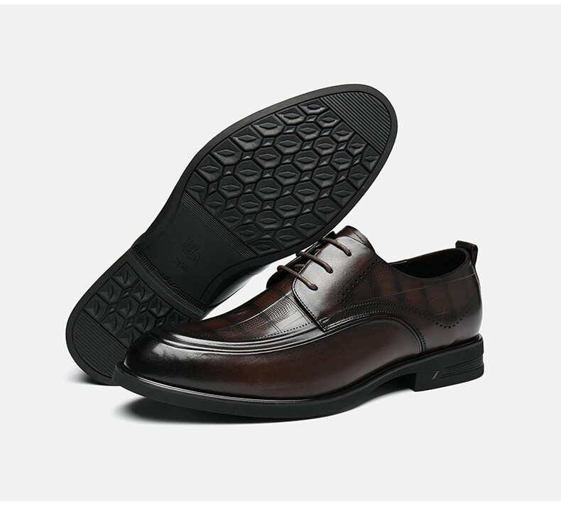 HLA Men's Leather Shoes Wedding Groom Father's Business Formal Shoes HAAPXM2FAG183 Brown Size 40 28