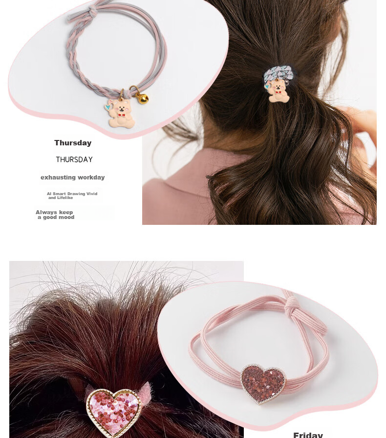 Gunai Sweet One-Week Hair Ties, Hair Bands, Hair Elastics, Hair Accessories Gift Box, Practical Birthday Present for Girls 7