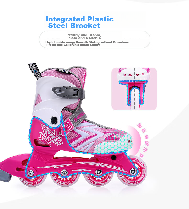 Micro Ice Skates for Children, Boys And Girls, Micro Roller Skates Suitable for Primary And Secondary School Students, X3 Blue Single Shoe Size L 6