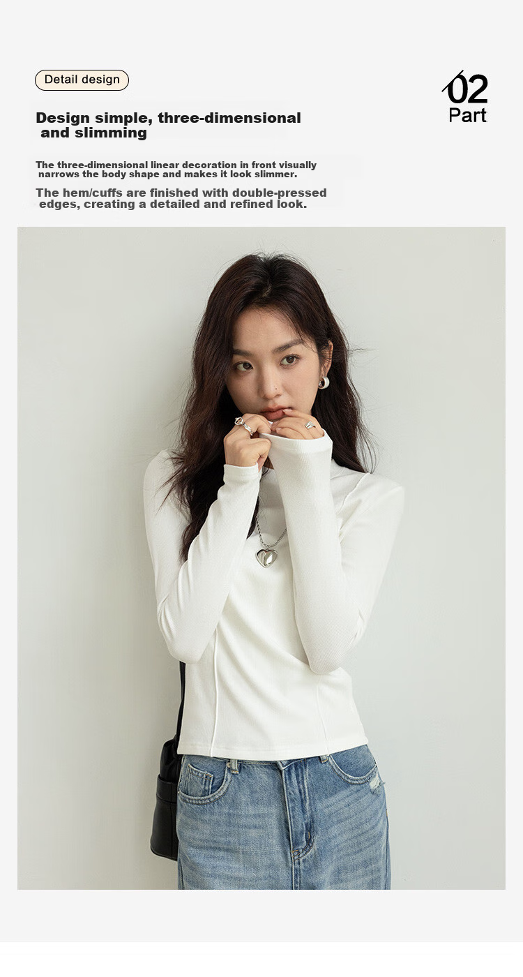 Dme [Soft And Comfortable Inner Layer] Spring And Autumn Versatile Round Neck Base Shirt for Wome 7