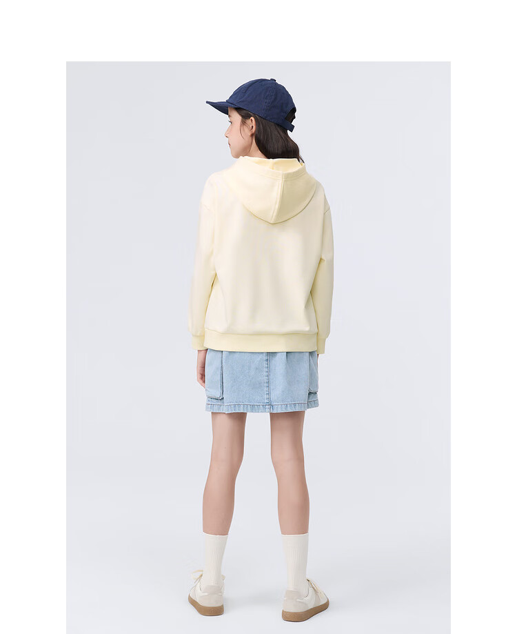 BALABALA Girls' Sweatshirt Spring 2024 Collection, Hooded Top for Older Children, Long-Sleeve Fashion Simple Trendy Style 208124121003 13