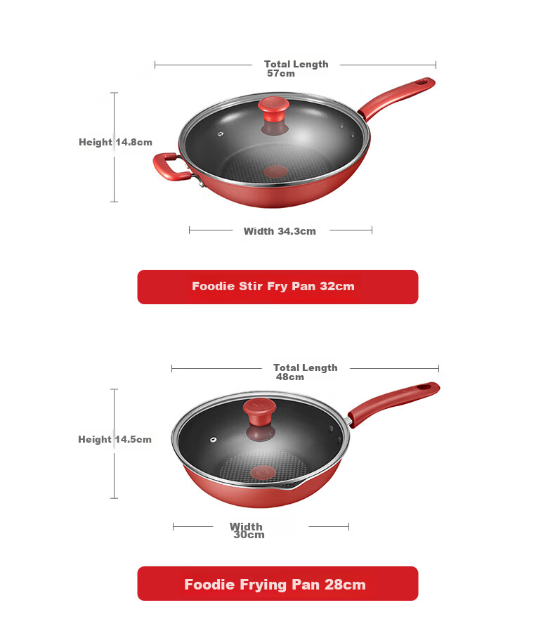 Tefal Non-Stick Wok, Flat Bottom Frying Pan, 28cm, Suitable for Induction Cookers, with Titanium 24