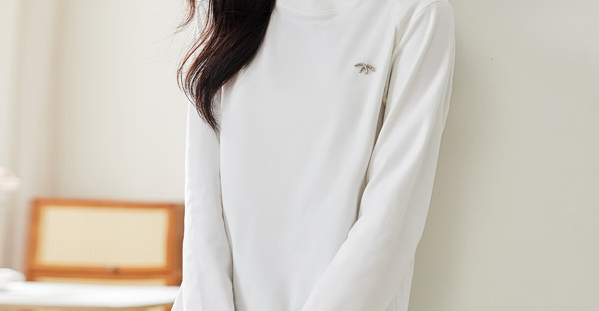 PinCai Long-Sleeve T-Shirt for Women, Autumn Fashion Inner Layer Top, Raglan Sleeve Slim-Fit Base Layer T-Shirt P143T2008 37