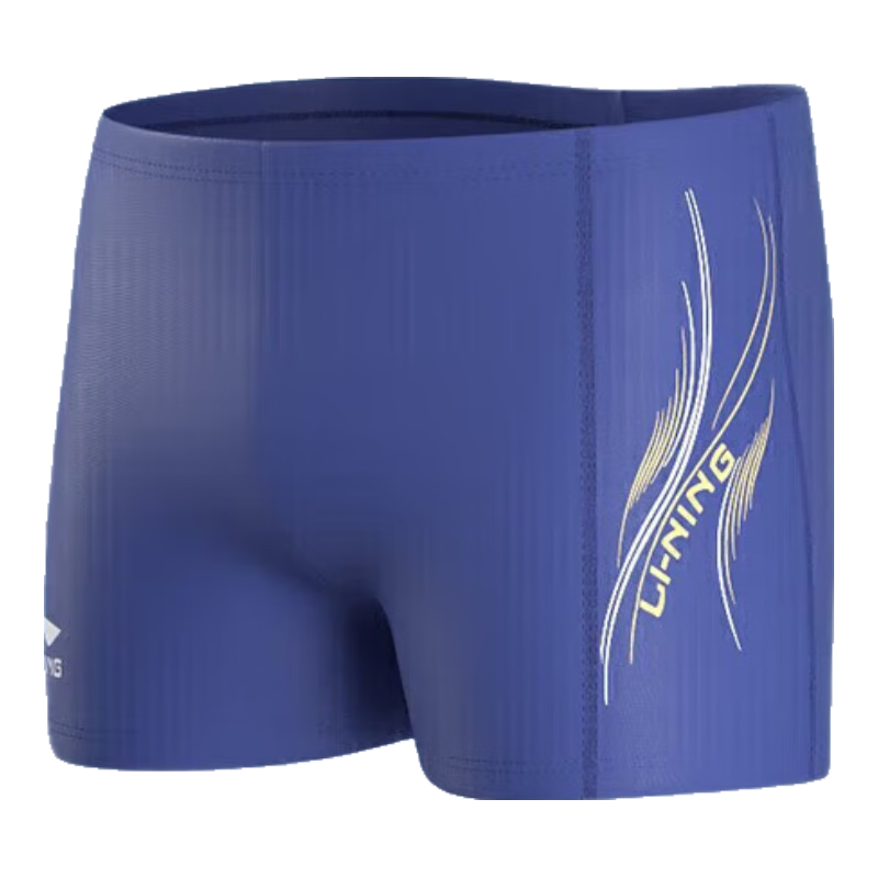 Li-Ning Swimming Trunks for Men, Elastic Comfortable Boxer Swimwear, Quick-Drying Non-Stick Warm Spring Vacation Men's Swim Shorts Navy Blue LSSL125 XXXL